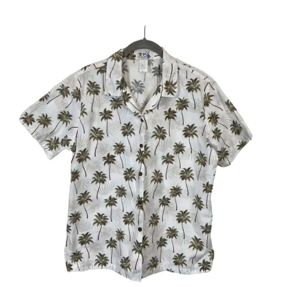 Hawaiian Palm Tree Shirt Size M Vintage Ky’s Made in Hawaii USA Retro Chic